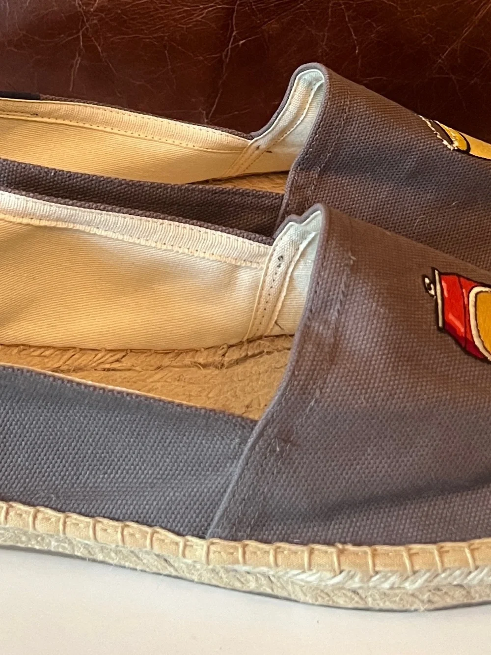 Soludos Mens Original Espadrille Embroidery Beer Ceniza Gray Sz 11 New